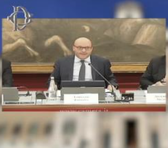 Cerimonia per il tradizionale scambio di auguri di Natale e Capodanno tra il Presidente della Camera dei Deputati, Lorenzo Fontana, e i giornalisti della stampa parlamentare